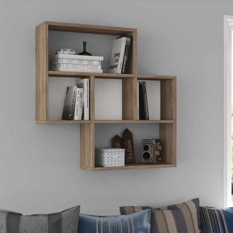 Charlesworth 3 Piece Square Floating Shelf, White/Oak