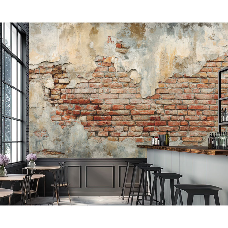 Papier peint auto-adhésif mural en brique rouge Peeling Grey 69 po x l 96 po, L 96 po x l 69 po