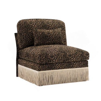 Armless Sofa Leopard Chenille W/1 Pillow -Brown Black