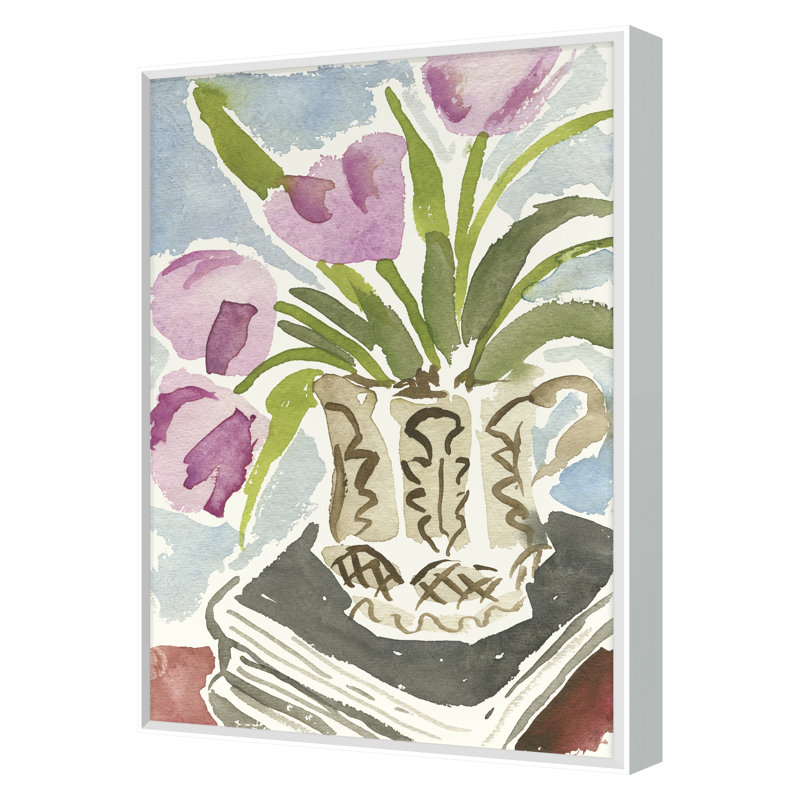 Brown Vase Print by Dana Gibson, 40" H x 28" W, White Framed