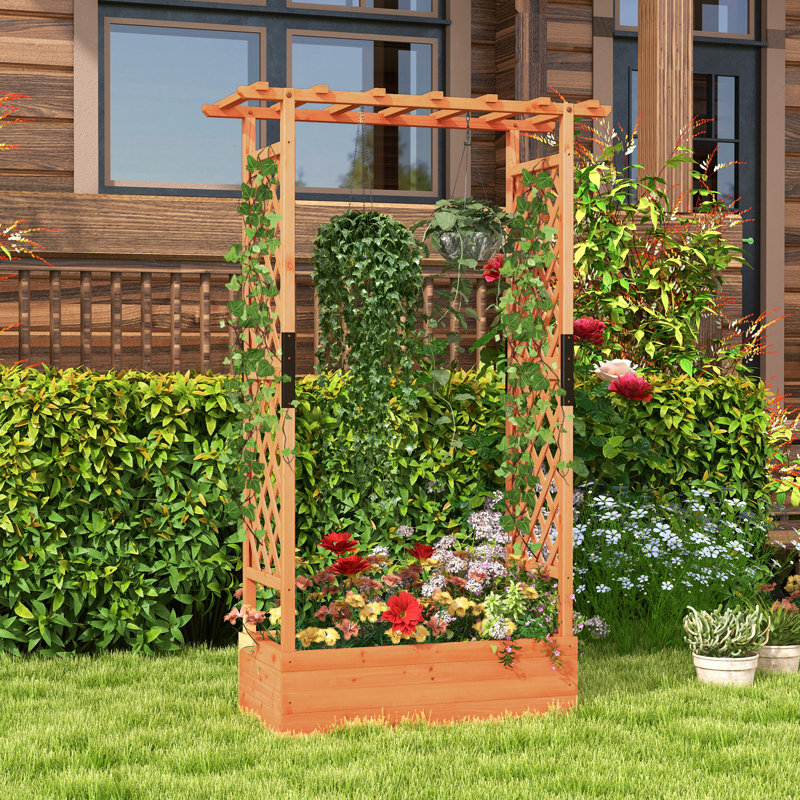 Boîte à fleurs en bois massif Makiah