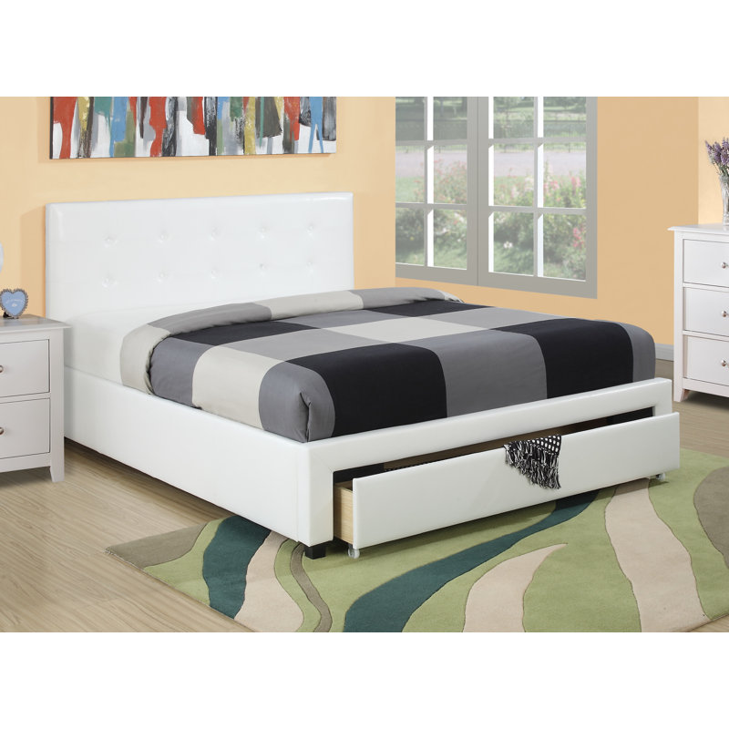 Daralynn Vegan Leather Platform Storage Bed, Queen, Black