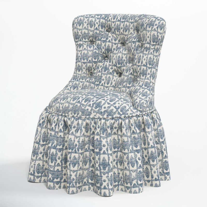 Minnie Upholstered Side Chair, Texture Block Blue