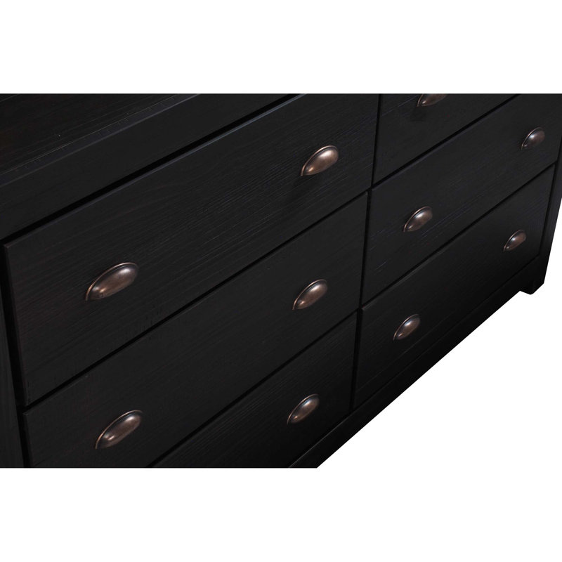 Commode double 6 tiroirs Montauk, Noir campagnard