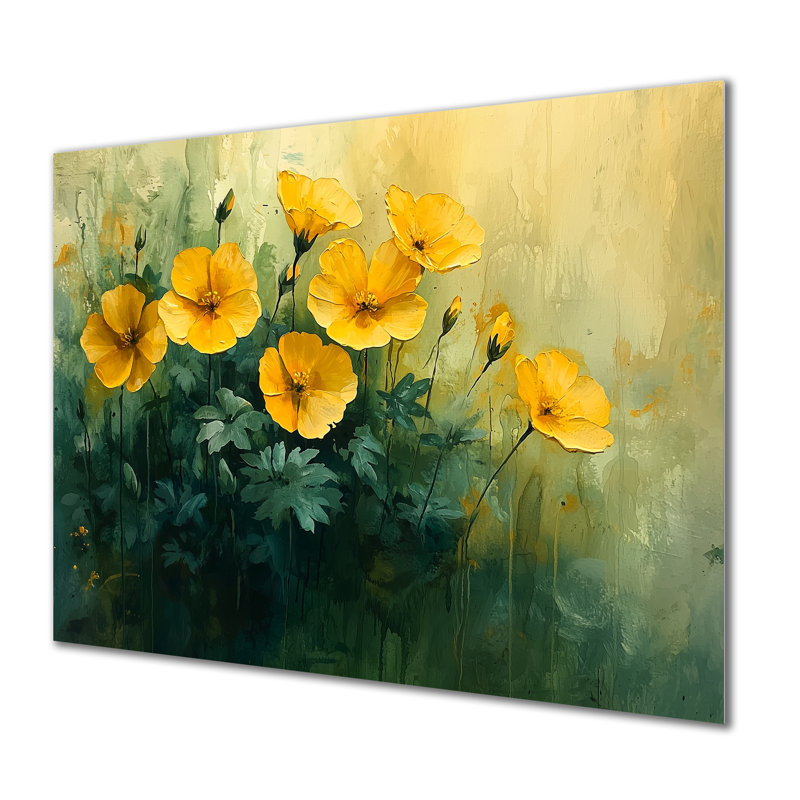 Abstrait géraniums en été Serenity I - art mural en métal, impression traditionnelle, H 12 po x l 20 po