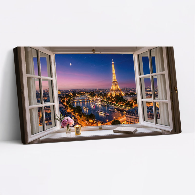 Ensemble de 1 tableau sur toile « La Nuit de Paris », 58“W x 28”H, Wrapped Canvas