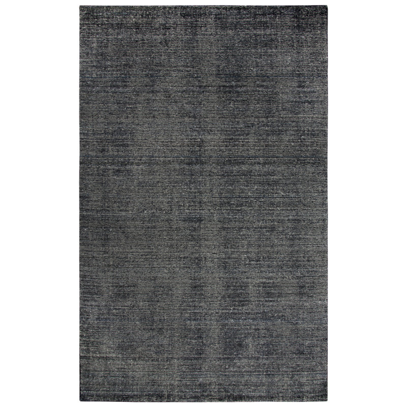 Tapis gris anthracite en laine tissé à la main Casleton, Rectangle 8 pi x 10 pi