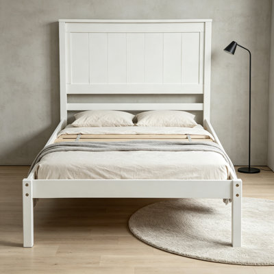 Platform Bed Frame With Headboard, Wood Slat Support, No Box Spring Needed,Twin