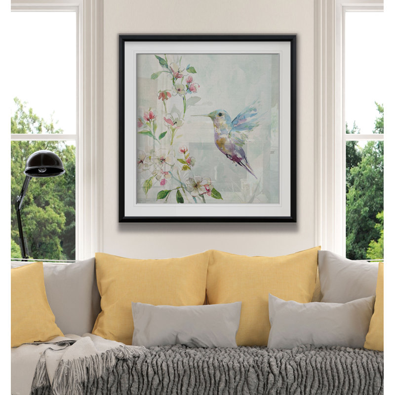 Colibri II - reproduction d'art, H 17,5 po x l 17,5 po x P 1,5 po, Cadre noir