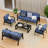 2 Pieces Aluminum Outdoor Armchair, Oversized Patio Couch, Modern Sofa All Weather Metal Furniture Set with 5.5" Cushions-70931375-70931378