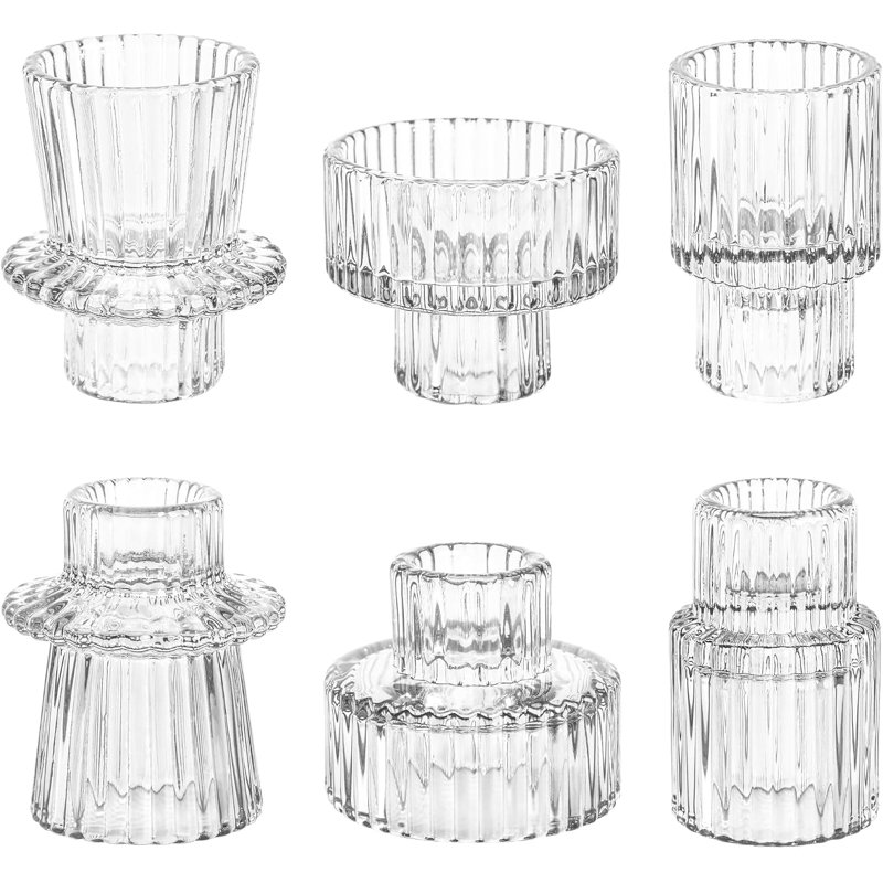 Porte-bougies en cristal transparent