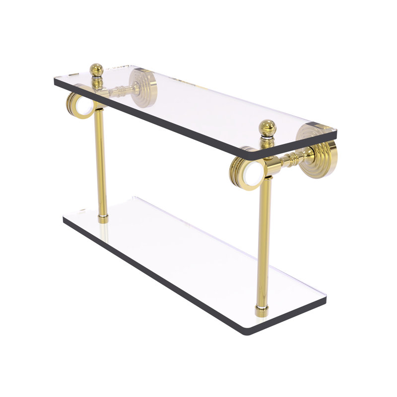 Étagère à 2 niveaux Jarrell, H 5,12 po x l 16 po x p 9,3 po, Laiton non laqué