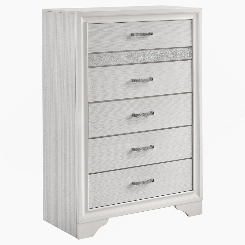 Commode de chambre blanche à 6 tiroirs, Blanc