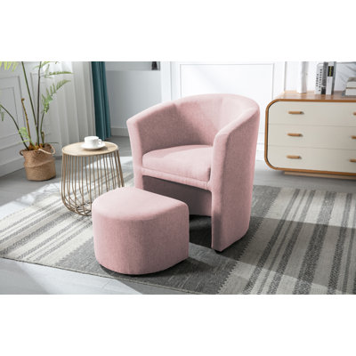 Fauteuil d'appoint rembourré en tissu avec repose-pieds Adela