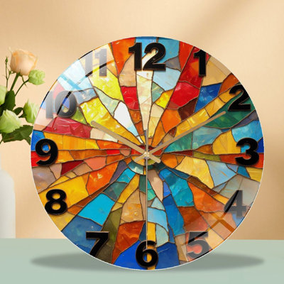 Horloge murale vitrail 12 po