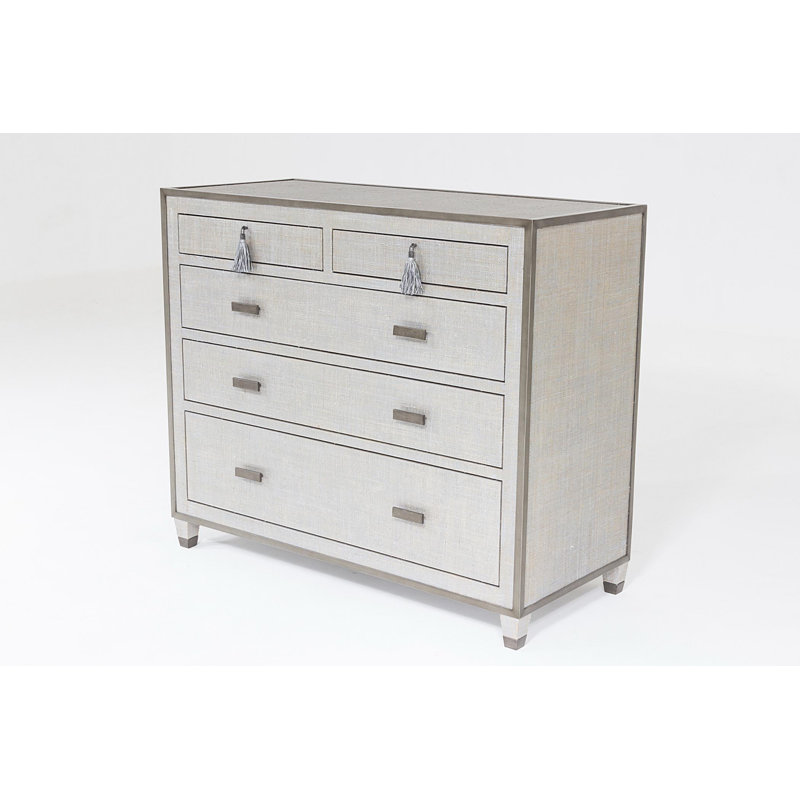 Gold 5-Drawer Chest of Drawers with Tassel Accents