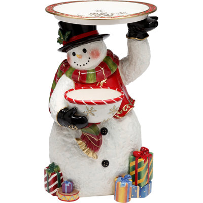 Large Snowman Figurine with Candy Bowl -18"H