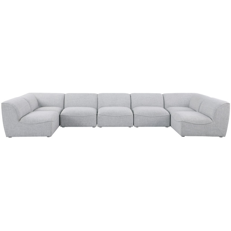 Canapé modulaire faisant face à la droite de 175 po Arens, Tissu gris texturé en lin