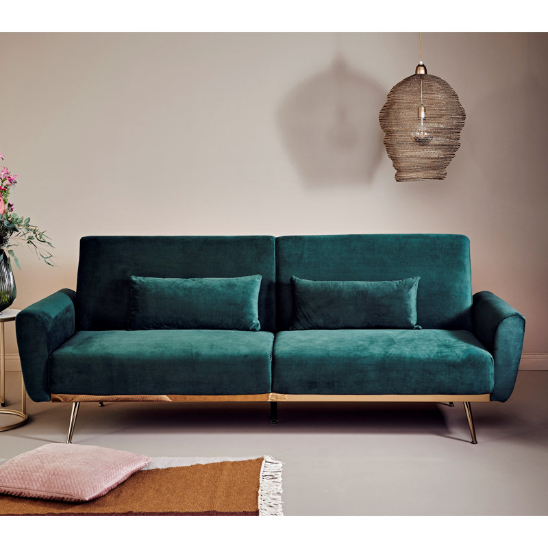 Shiflet 3 Seater Reclining Sleeper, Opal Green Velvet