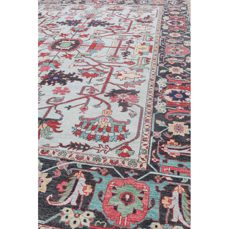 Tapis bleu nouvel âge unique 9 pi 2 po x 12 pi 4 po Mazar