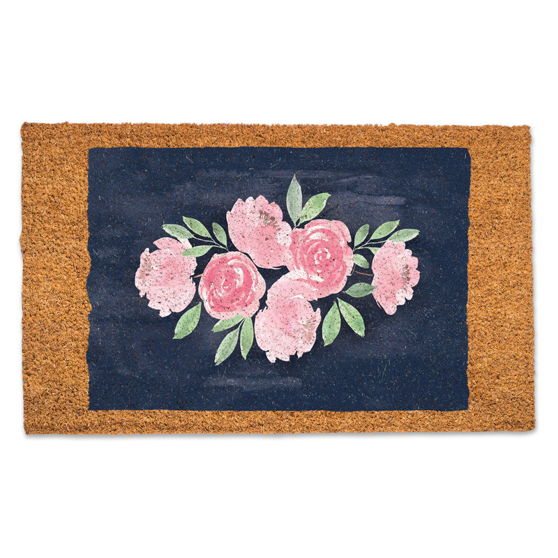 Tapis de porte Sweet Florals sur bleu marine