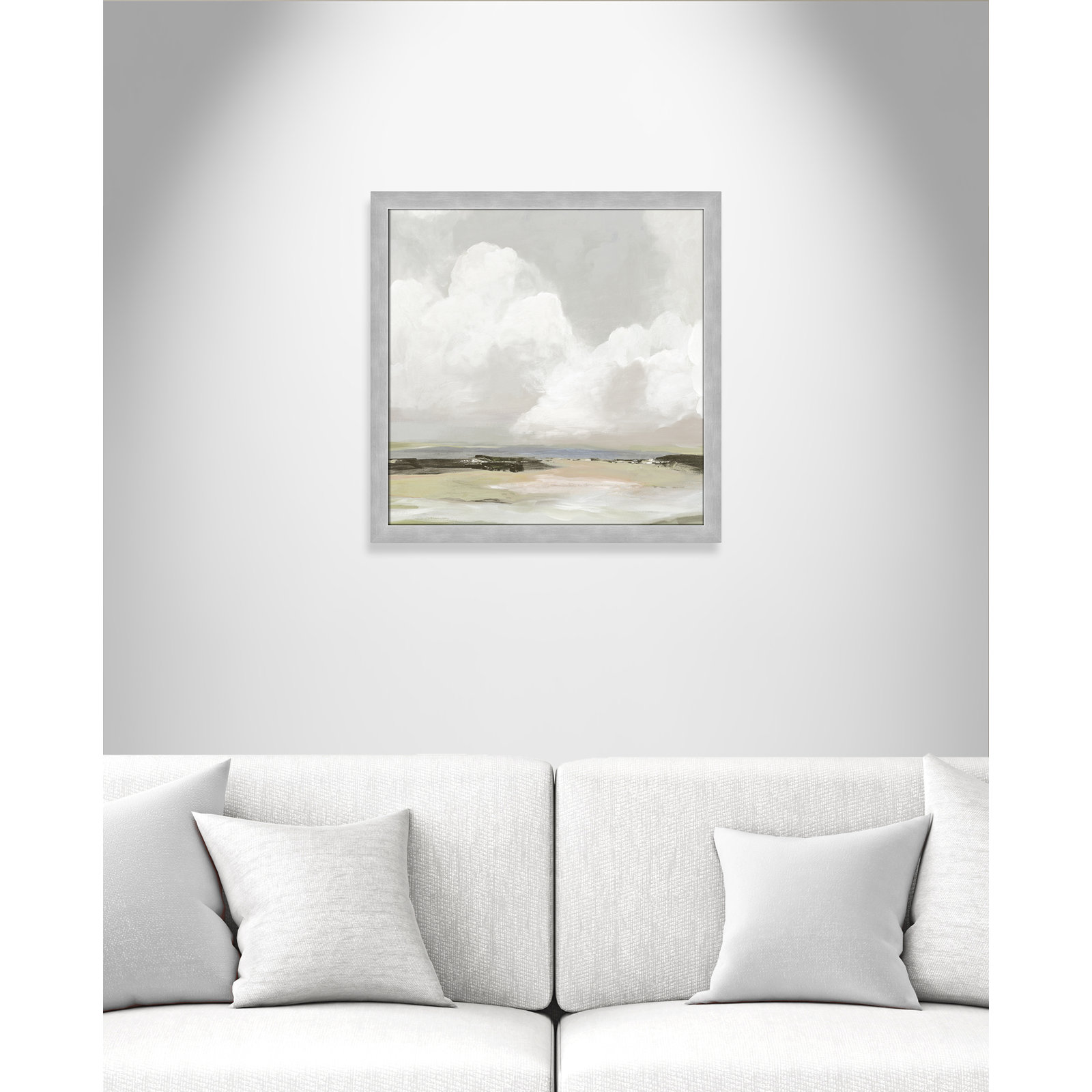 Weatherhill "Soft Clouds" Painting, 24.5" H x 24.5" W x 1.12" D, Matte Silver Framed