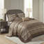 Ensemble de couvre-lit réversible 5 pièces en jacquard brun / doré-114680084-114680081