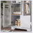Wooden Floor Cabinet with 2 Glass Doors and 2 Storage Space