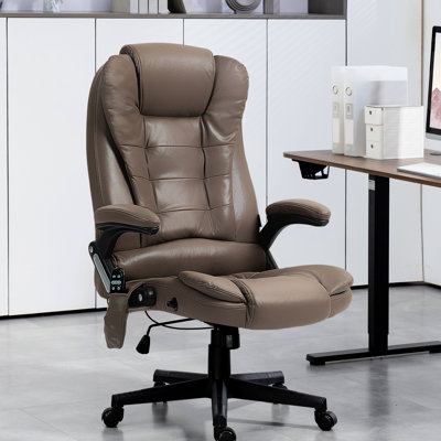 Fauteuil de massage vibrant à 6 points, brun foncé - inclinable, rembourré, fauteuil de réduction de la fatigue avec chaleur et massage