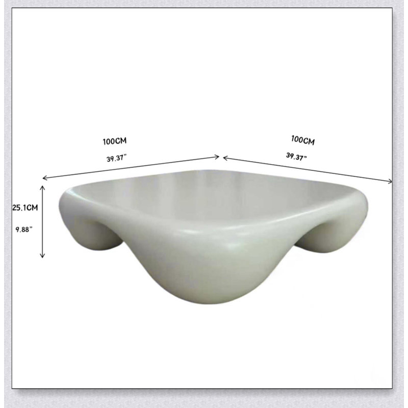 Table basse moderne en faux travertin texturé, élégante et durable pour le salon et le bureau, Blanc