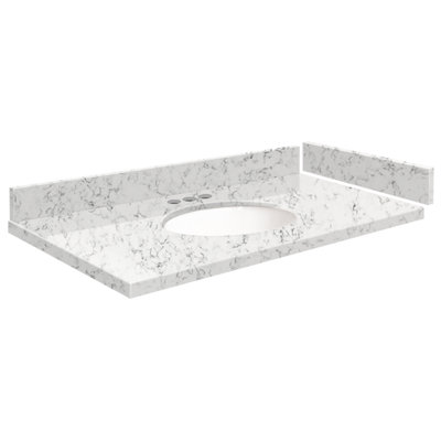 34.5 Single Vanity Top with 3 Faucet Holes -  Transolid, VT34.5x22-1OU-LYR-4