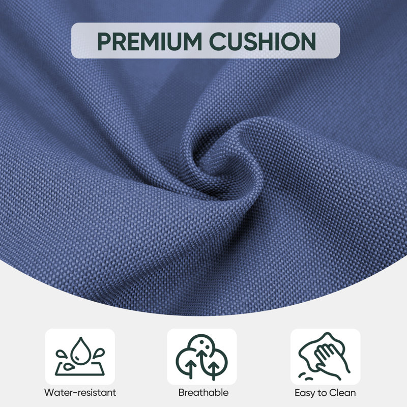 Canapé d'extérieur rectangulaire avec coussins de 74,4 po de largeur Ingvald, Bleu/gris
