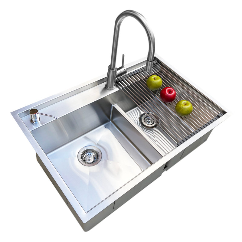 Évier de cuisine à double cuve encastrable L 33 po x l 22 po