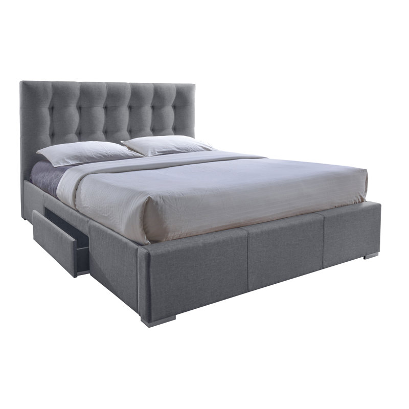 Upholstered Storage Bed, King, Grey