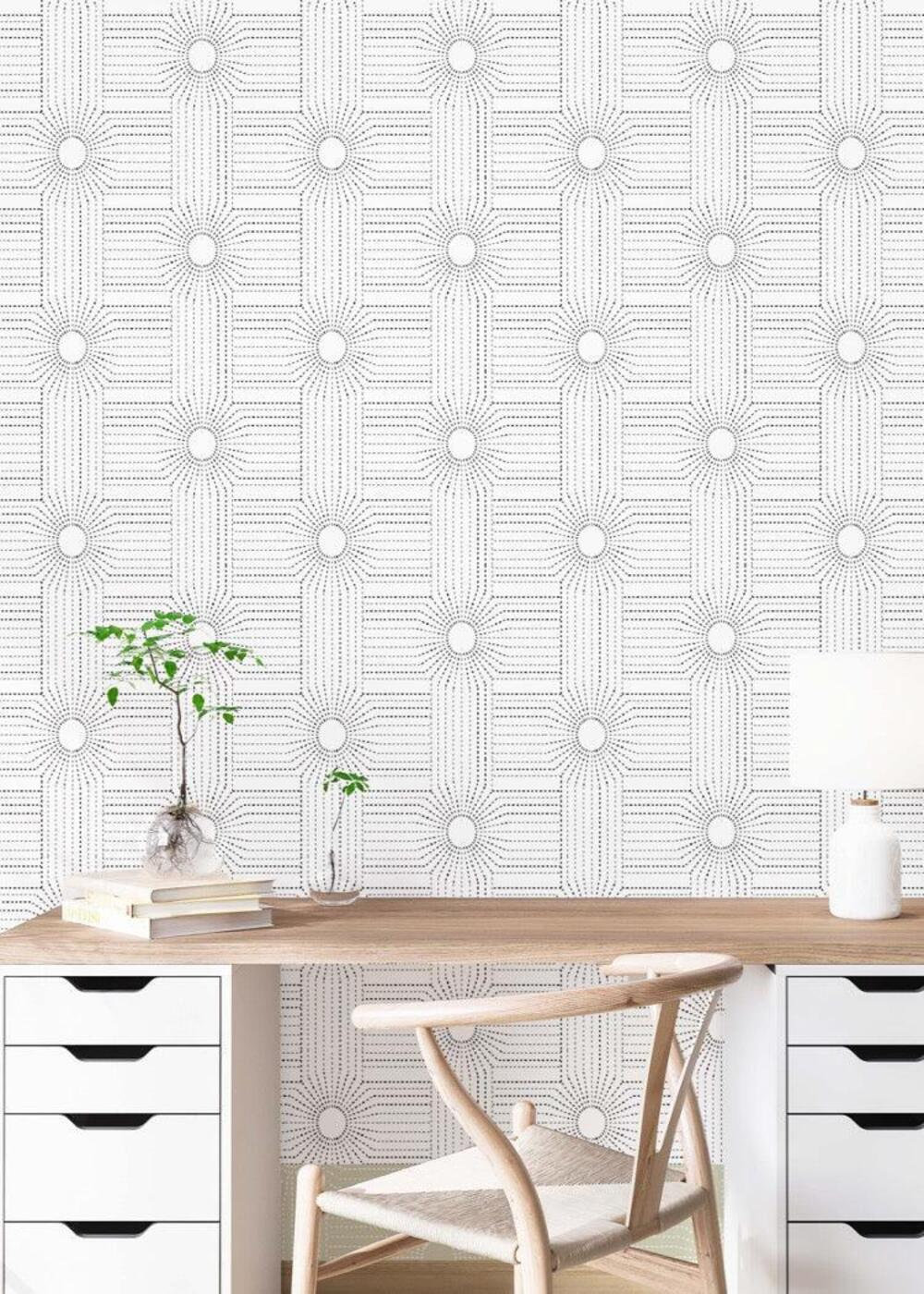 CoEd Self-Adhesive Wallpaper Tile, Quartz White, Faux Grasscloth, Non-pasted