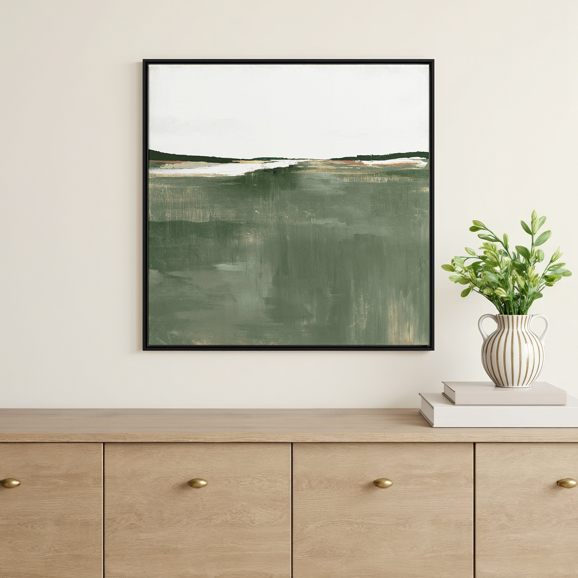 Green Sea by Dauntsey Z - Floater Frame Print on Canvas, 31.5" H x 31.5" W, Black