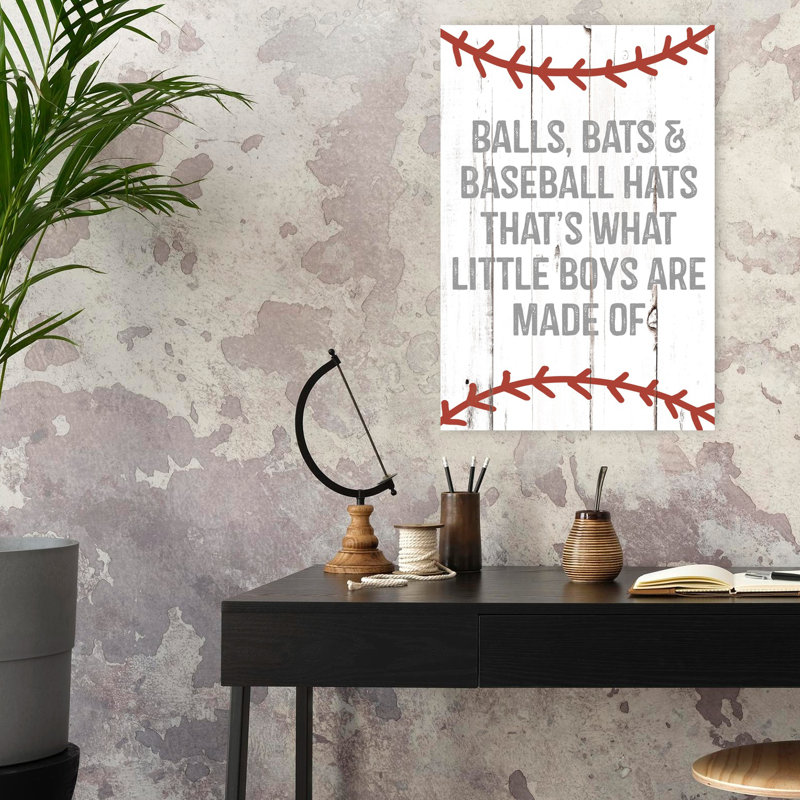 Garçons et baseball, art contemporain, H 24 po x l 16 po