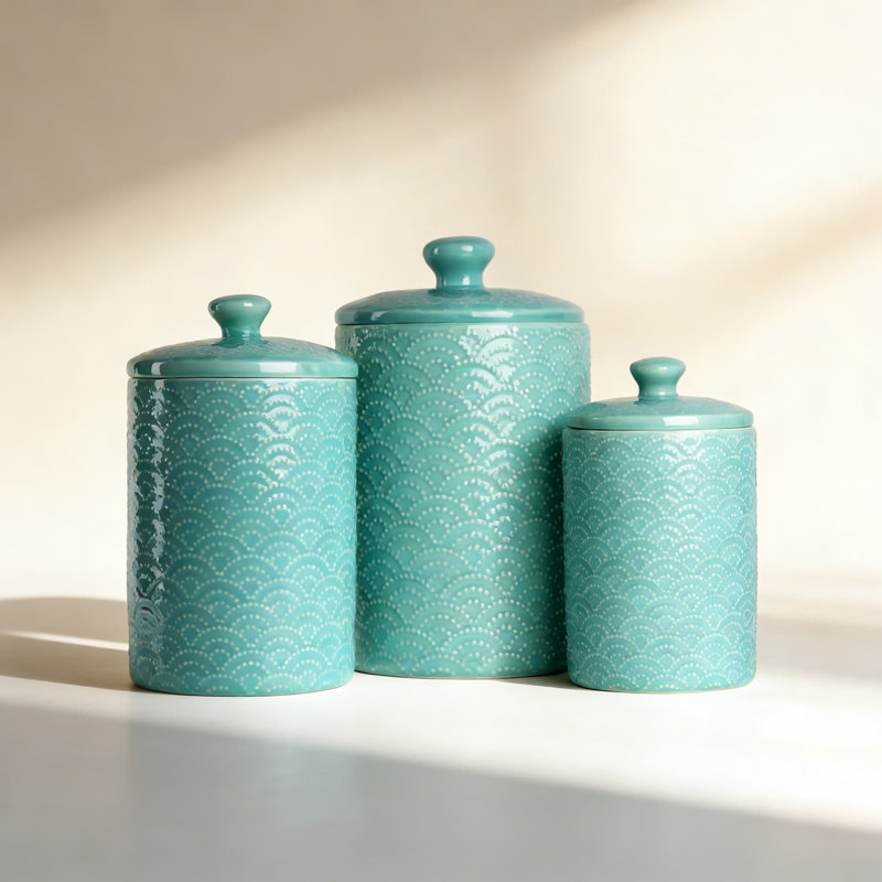 Ensemble de 3 contenants de cuisine en céramique hermétiques avec joints en silicone pour la farine, le sucre, le café, le thé et le garde-manger