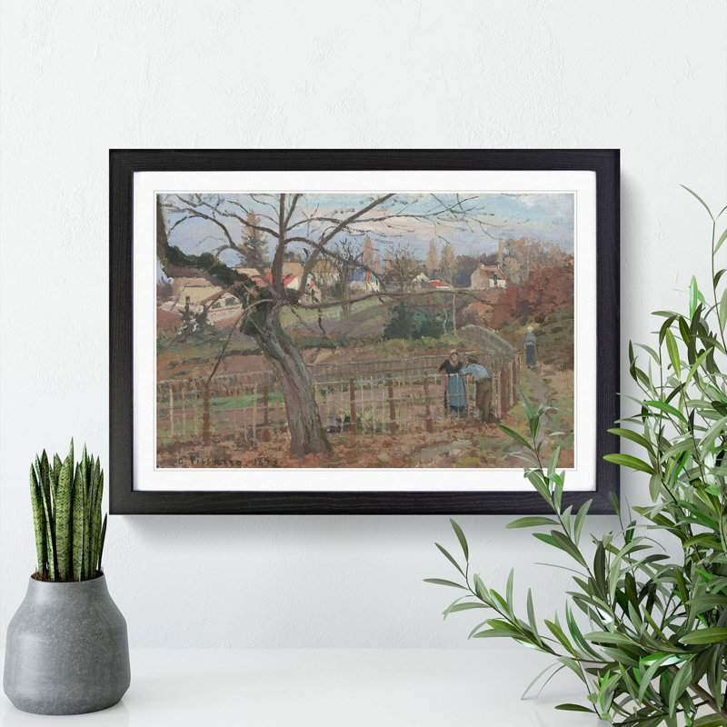 The Fence 1985.64.31 by Camille Pissarro - Picture Frame Painting, 36cm H x 48cm W x 2cm D, Black