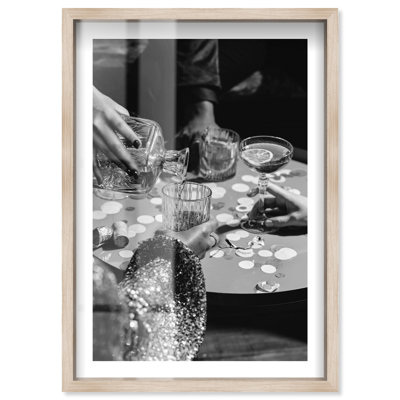 Cocktails in black and white Shadowbox Print Miami Art Prints by Notoriart, Blonde Frame, 11 x 16