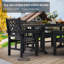 L'ensemble de table de salle à manger Hdpe comprend une table et des chaises d'extérieur comprenant des chaises et une table de patio de 62,5 po avec trou pour parasol (noir)-1027826479