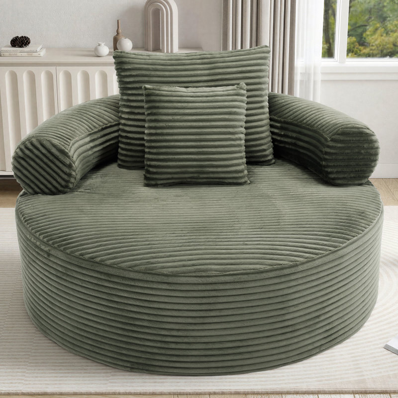 Fauteuil demi-tonneau rembourré Addisin, Vert
