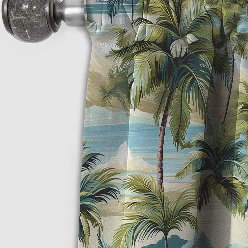 Palmier motif tropical II - Rideau floral - Rideau occultant floral - 1 panneau, L 52 po x L 95 po