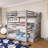 Wood Frame Full Size Triple Bunk Bed With Storage Staircase-1003674197-1003674187