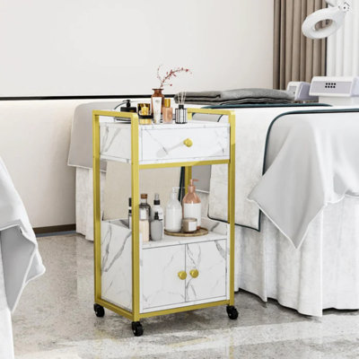 Chariot à roulettes avec 1 tiroir et 1 armoire