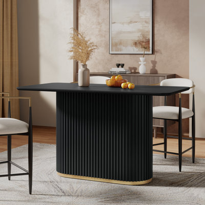 Solace Organic Modern Wood Counter Table with Sculptural Pedestal Base by George Oliver