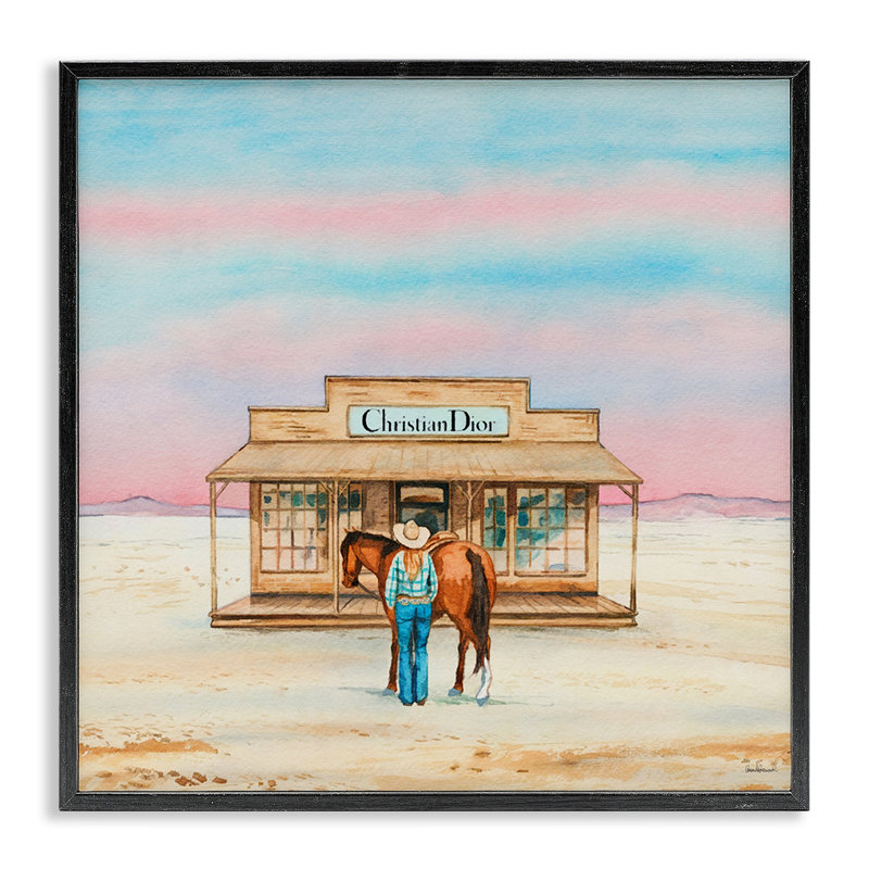  Art de giclée encadrée par une cow-boy et un cheval par Amanda Greenwood, H 24 po x l 24 po, Giclée encadrée noir minuit