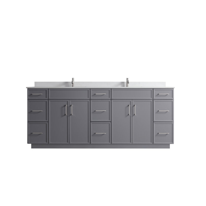 84'' Double Bathroom Vanity Base Only, Gray