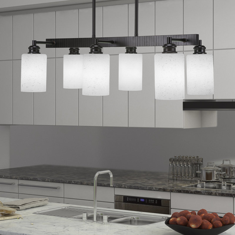 Barre d'éclairage 6 lumières Edge au fini espresso avec verre mousseline blanc 4 po