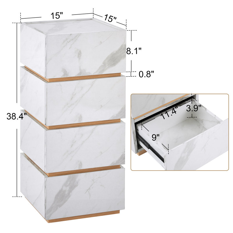 Tiroir de rangement modulaire, commode multifonctionnelle à 4 tiroirs ou 2 tables de chevet